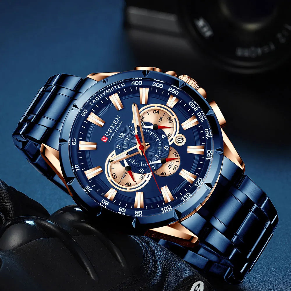 Casual Sport Chronograph Men's Watches Stainless Steel