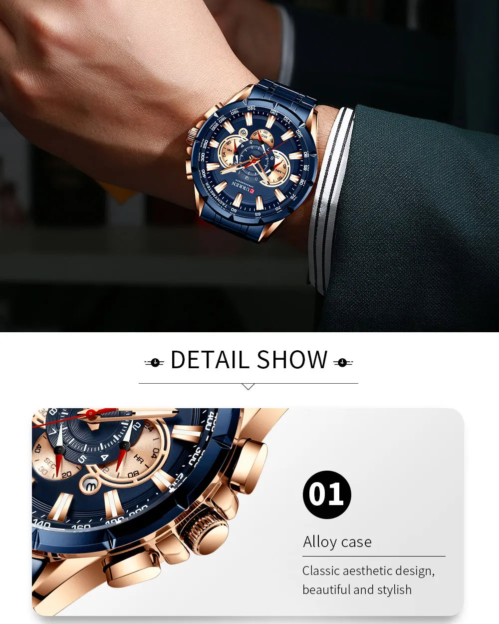 Casual Sport Chronograph Men's Watches Stainless Steel