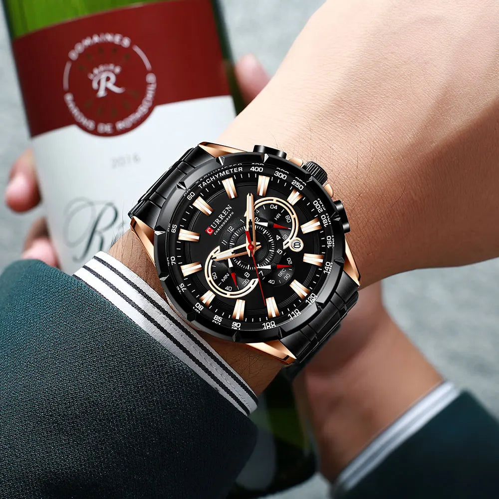 Casual Sport Chronograph Men's Watches Stainless Steel