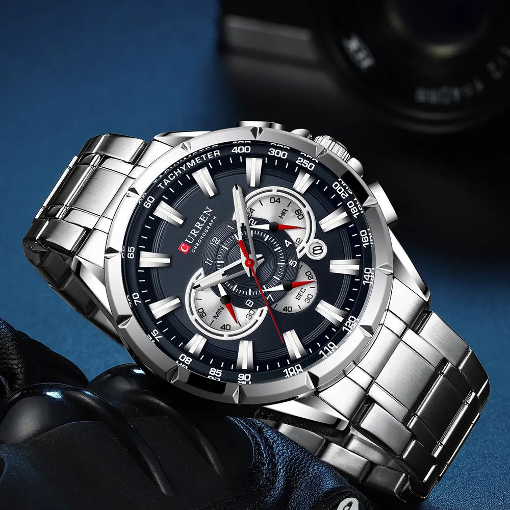 Casual Sport Chronograph Men's Watches Stainless Steel