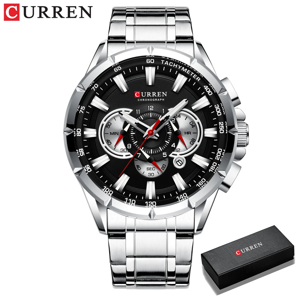 Casual Sport Chronograph Men's Watches Stainless Steel