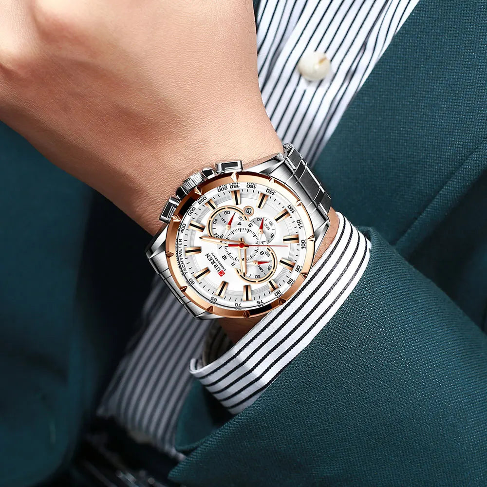 Casual Sport Chronograph Men's Watches Stainless Steel