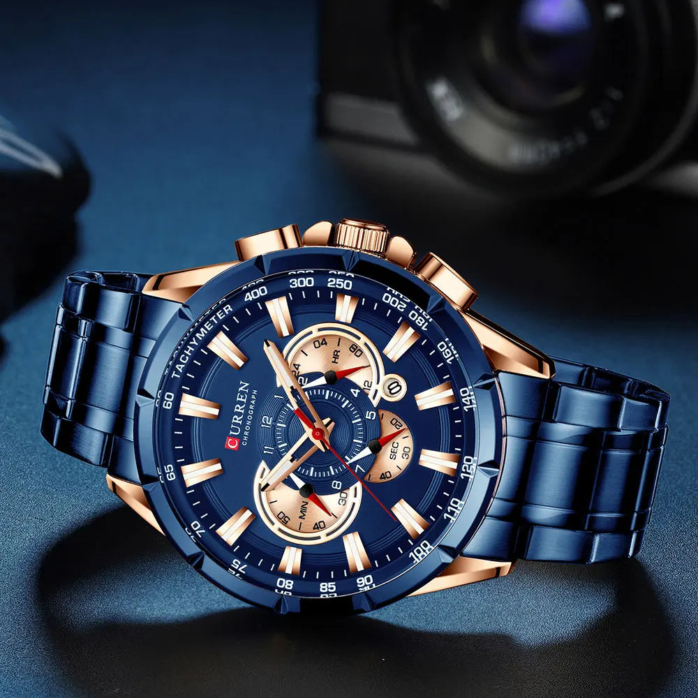 Casual Sport Chronograph Men's Watches Stainless Steel
