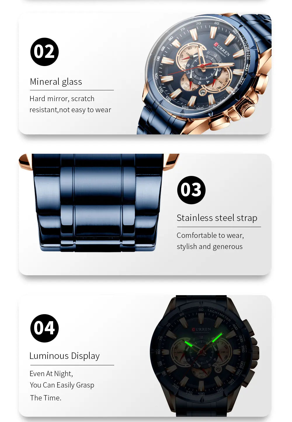 Casual Sport Chronograph Men's Watches Stainless Steel