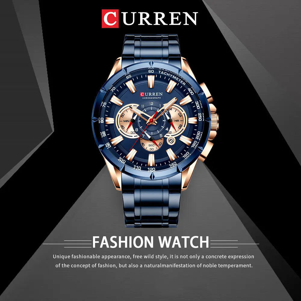 Casual Sport Chronograph Men's Watches Stainless Steel
