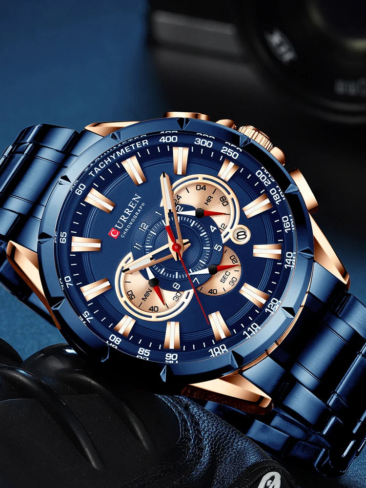 Casual Sport Chronograph Men's Watches Stainless Steel