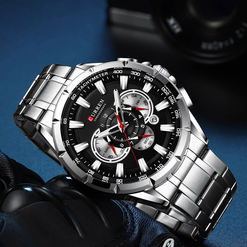 Casual Sport Chronograph Men's Watches Stainless Steel