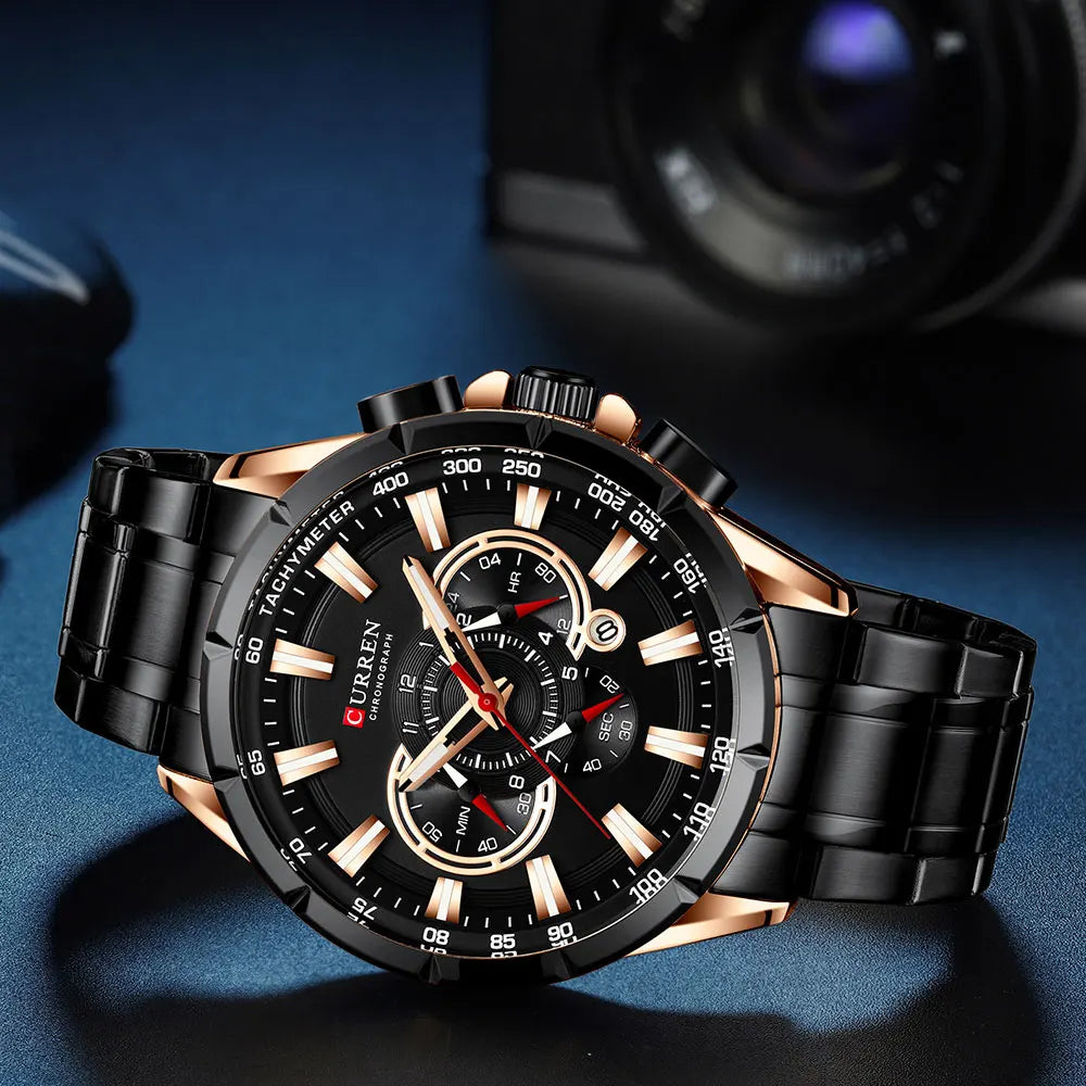 Casual Sport Chronograph Men's Watches Stainless Steel