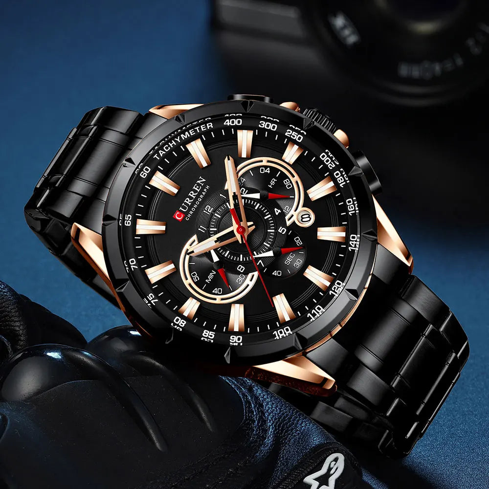 Casual Sport Chronograph Men's Watches Stainless Steel