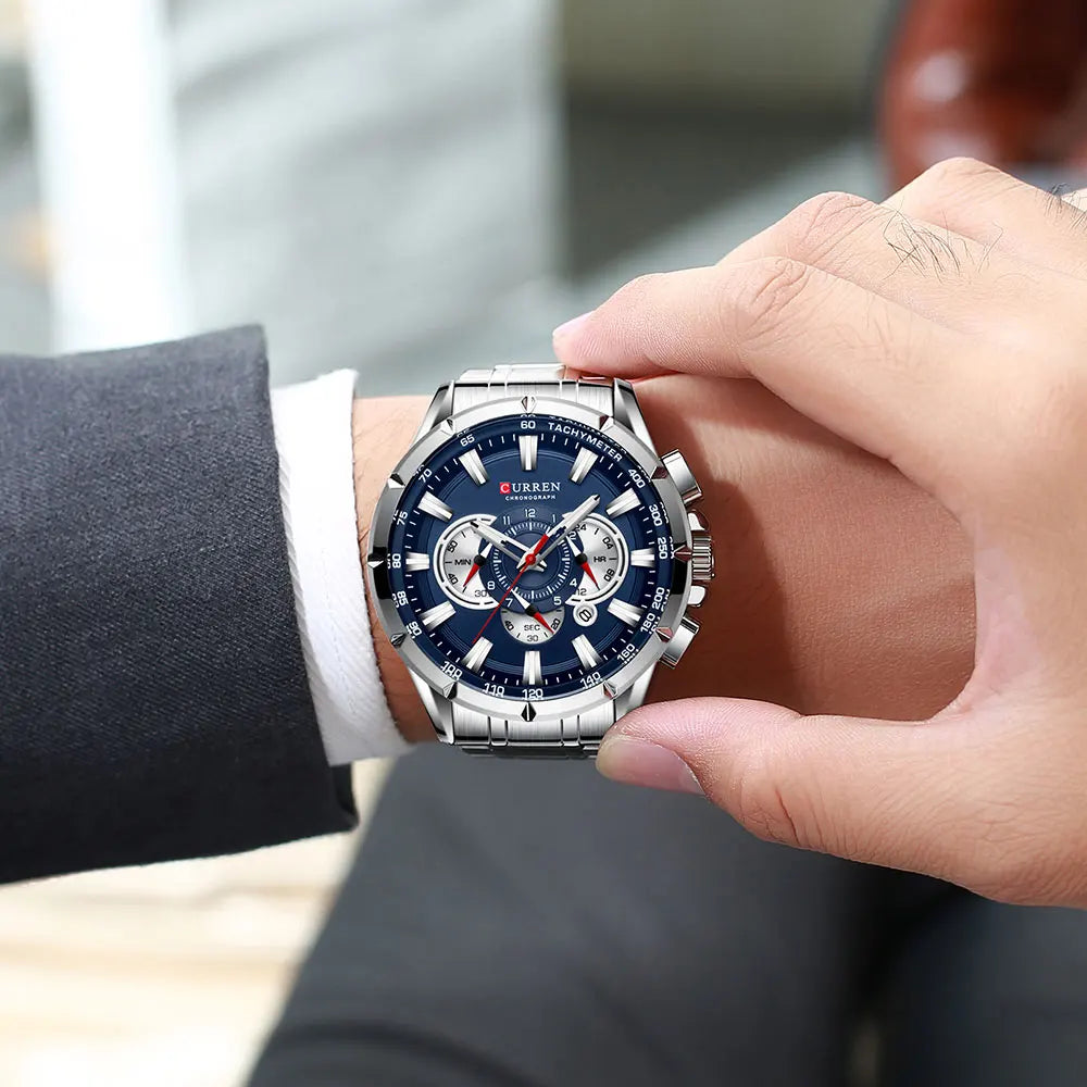 Casual Sport Chronograph Men's Watches Stainless Steel