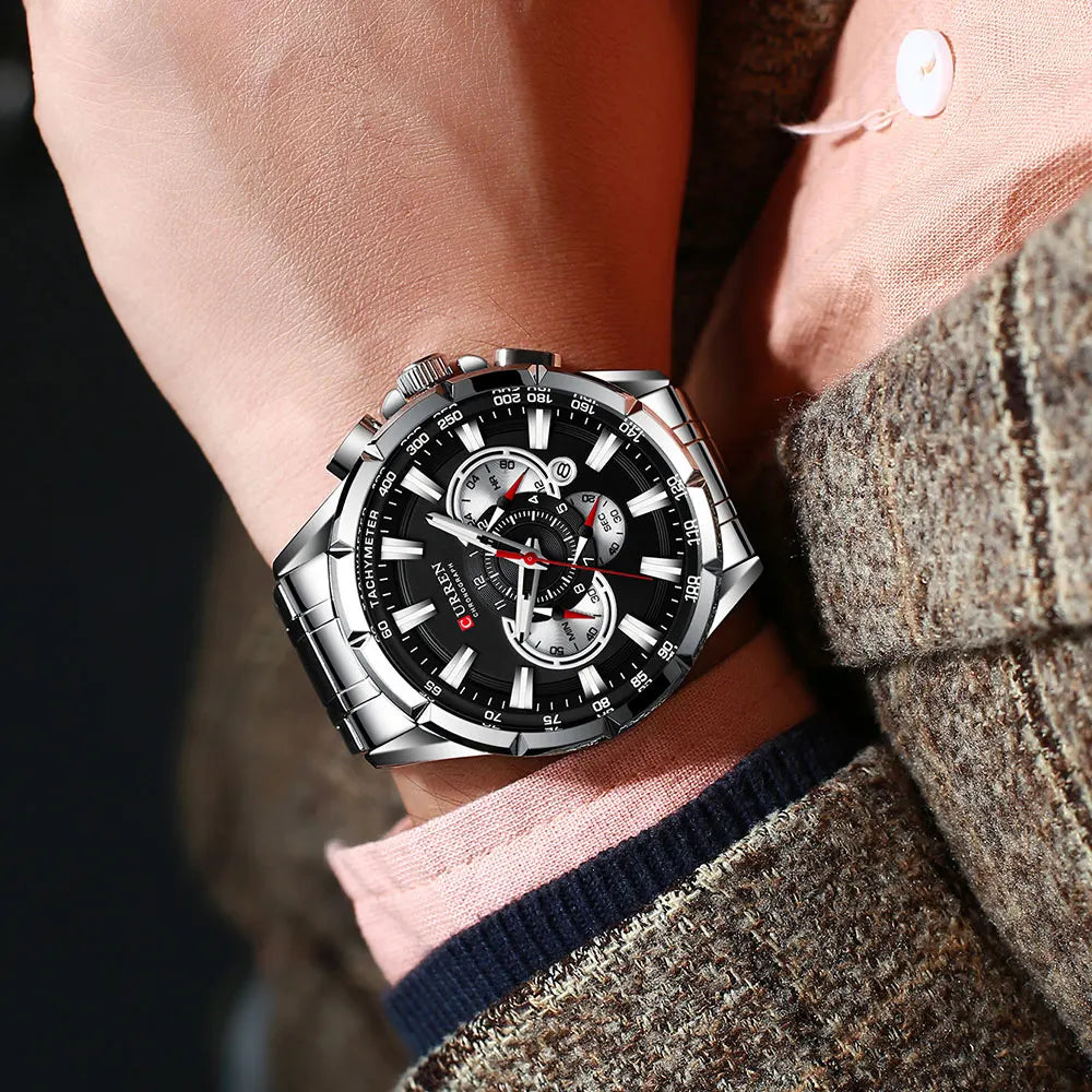 Casual Sport Chronograph Men's Watches Stainless Steel