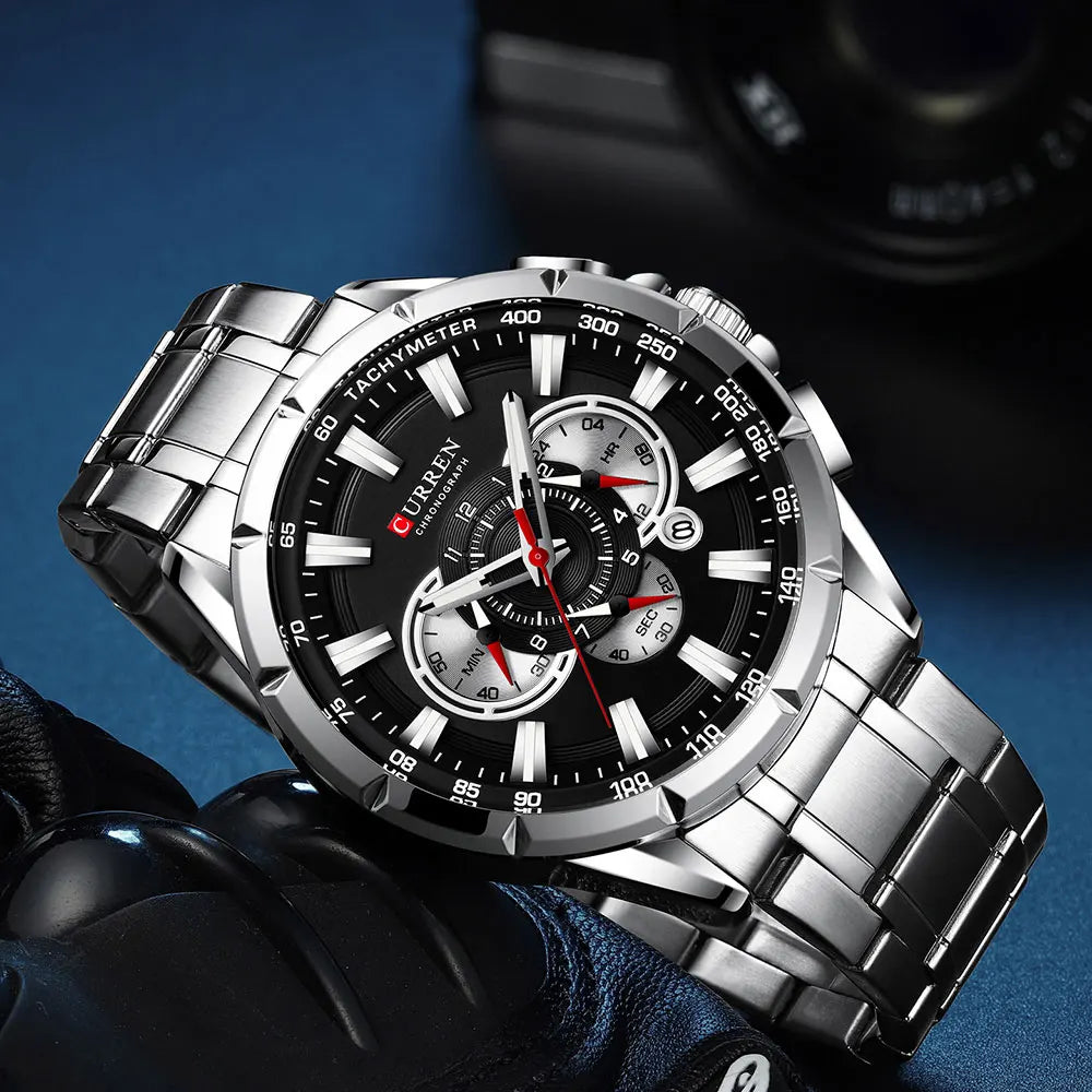 Casual Sport Chronograph Men's Watches Stainless Steel