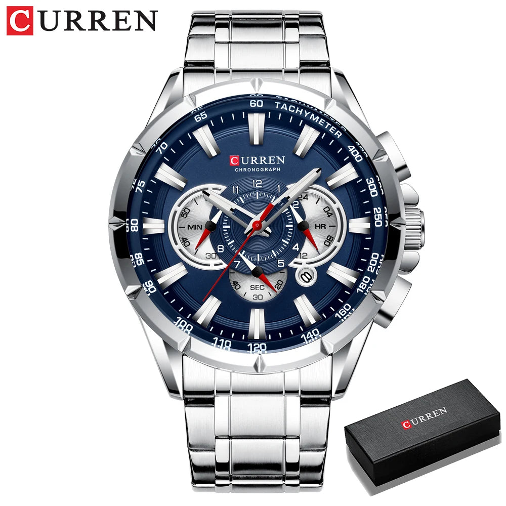 Casual Sport Chronograph Men's Watches Stainless Steel