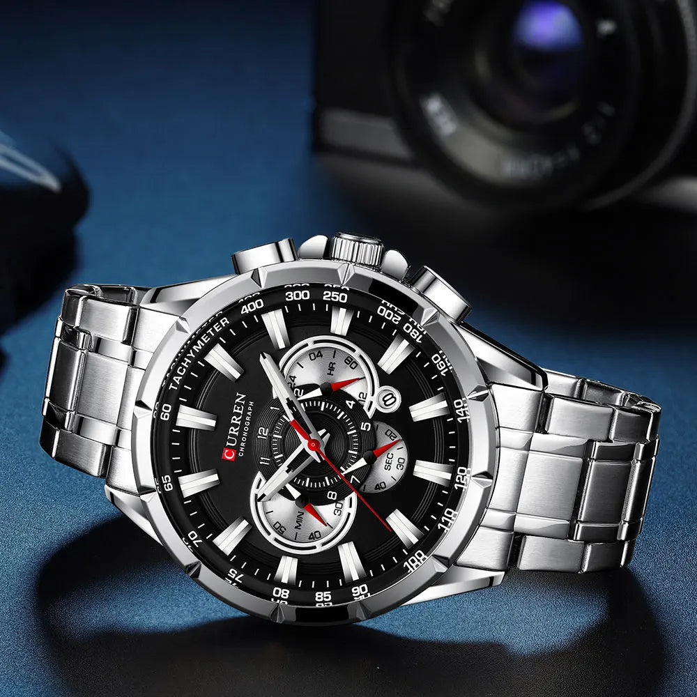 Casual Sport Chronograph Men's Watches Stainless Steel