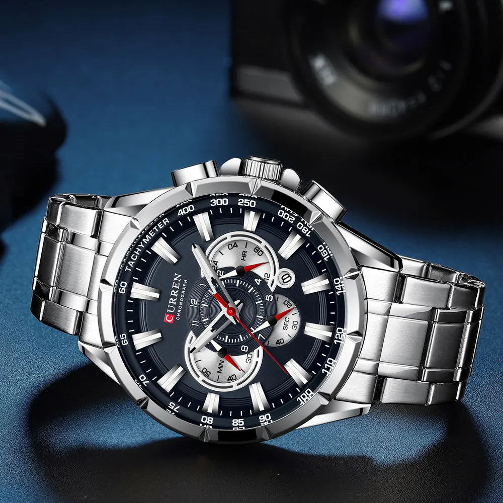 Casual Sport Chronograph Men's Watches Stainless Steel