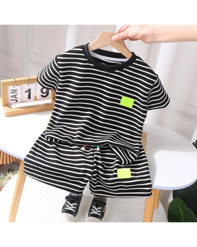 2Pcs Fashion Children Short Sleeve Shorts Sets Summer