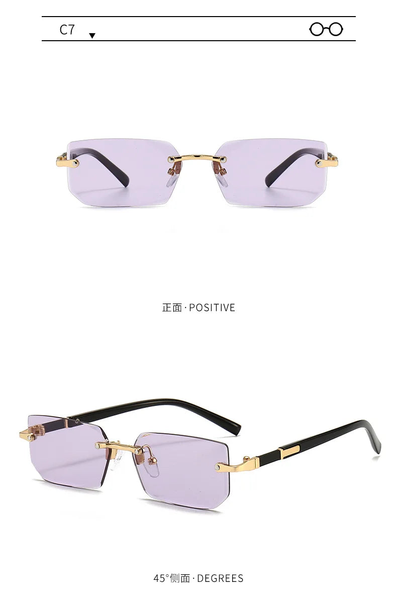 Sunglasses Rectangle Fashion Popular Women and Men Shades Small