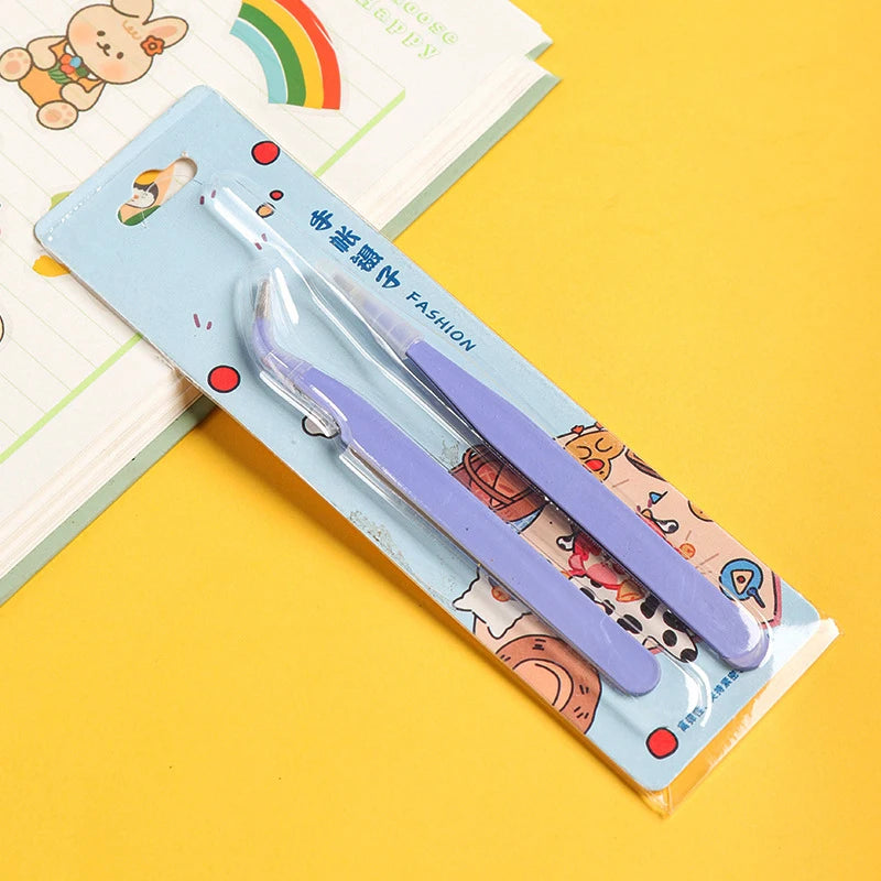Stainless Steel Straight Curved Tweezers Colorful