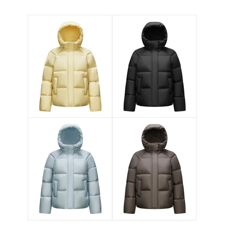 Semir Down Jacket Women Solid Color Loose Versatile 2024 Winter New Three-Proof Hooded Puffer Coat Down Jacket
