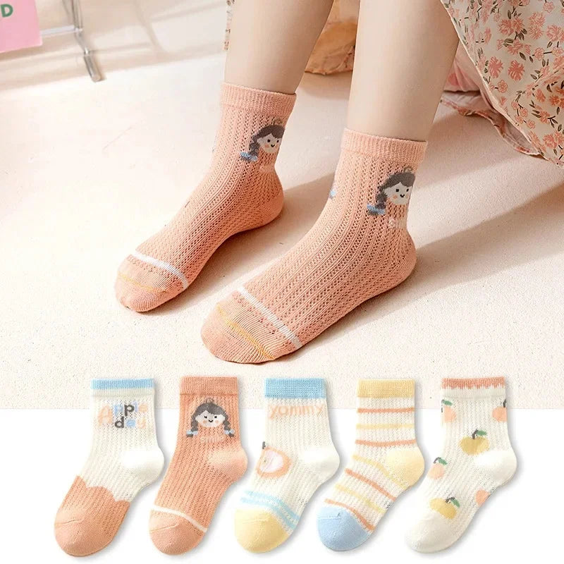 Kids Socks 5 Pairs/Lot Spring Summer Cotton Girls Socks