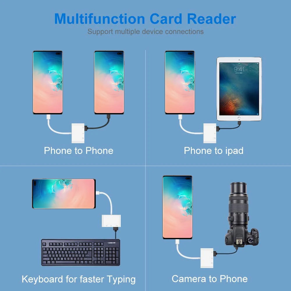Micro USB Type C Adapter USB TF SD Card Reader USB-C Memory