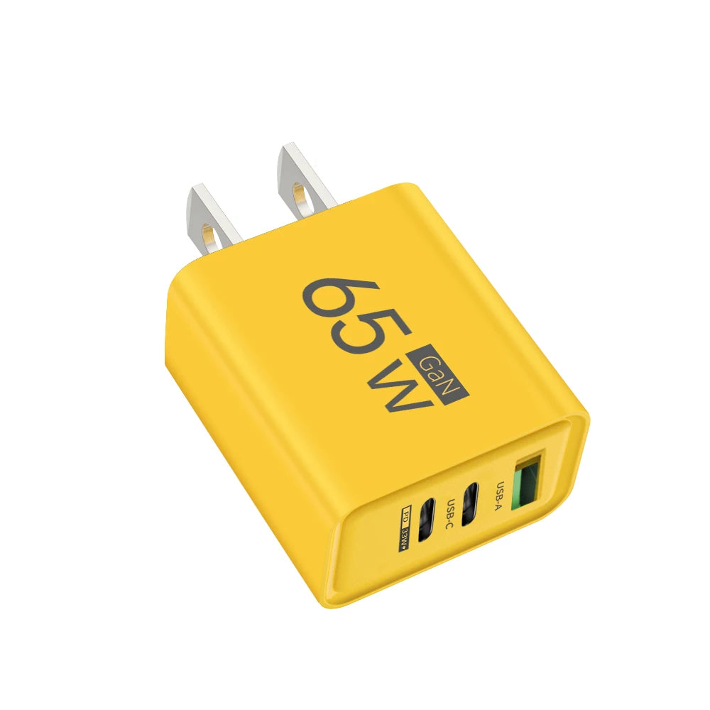 65W GaN Fast Charger USB Type C PD QC3.0 Quick Charging Charger Mobile Phone Adapter for iPhone 14 15 Pro Xiaomi Samsung Huawei
