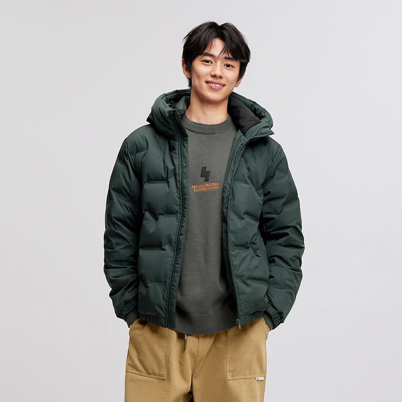 Semir Down Jacket Men 2024 New Waterproof Hooded Outerwear Winter Clothing Solid Color Versatile Direct-Injection Down Thickened