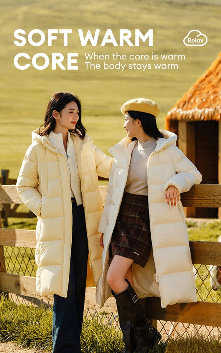 Semir Down Jacket Women Long Length Three-Proof Versatile 2024 Updated Winter New Loose Hooded Coat Simple Down Jacket