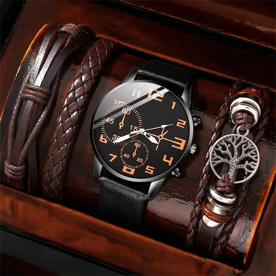 5PCS Set Fashion Men Sports Bracelet Watches For Men