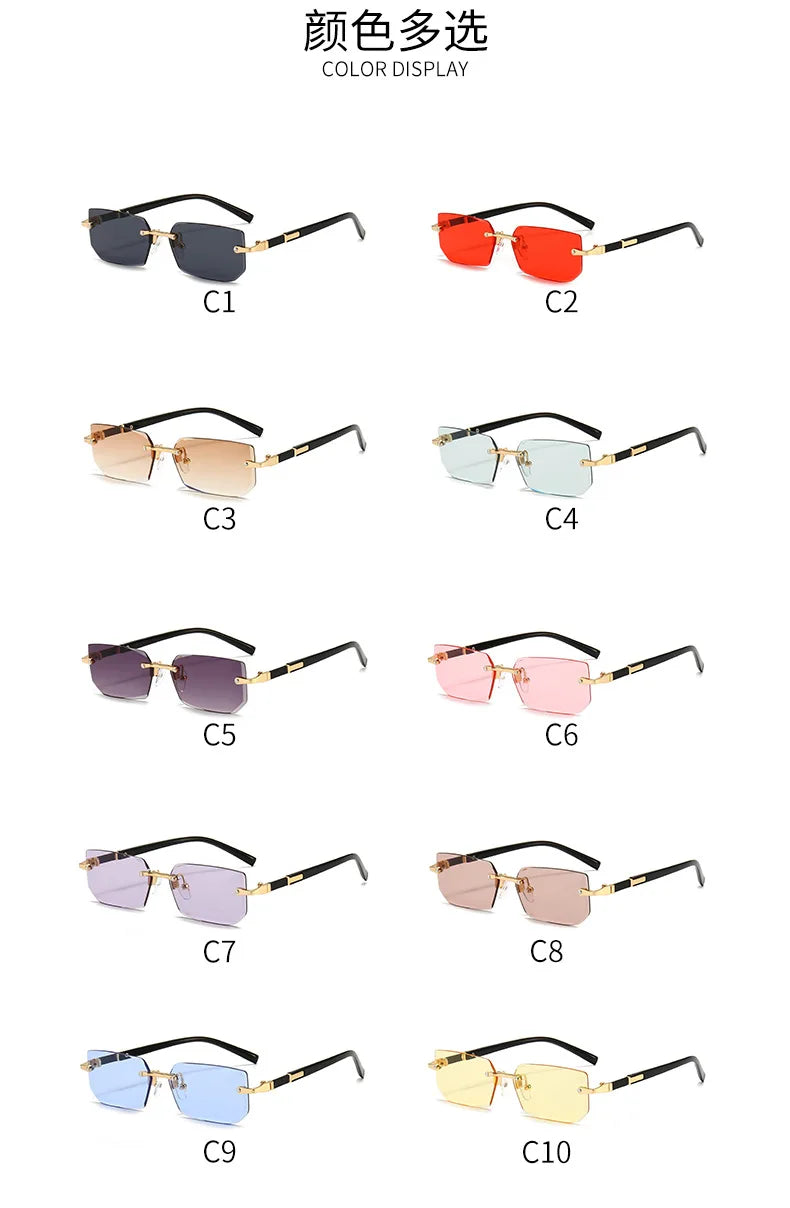 Sunglasses Rectangle Fashion Popular Women and Men Shades Small