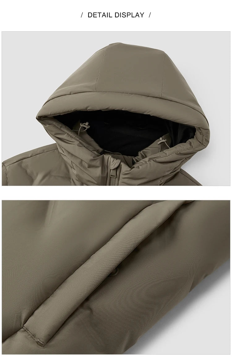 Semir Down Jacket Men 2024 New Waterproof Hooded Outerwear Winter Clothing Solid Color Versatile Direct-Injection Down Thickened