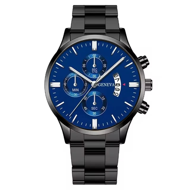 Fashion Men Black Stainless Steel Watch Luxury