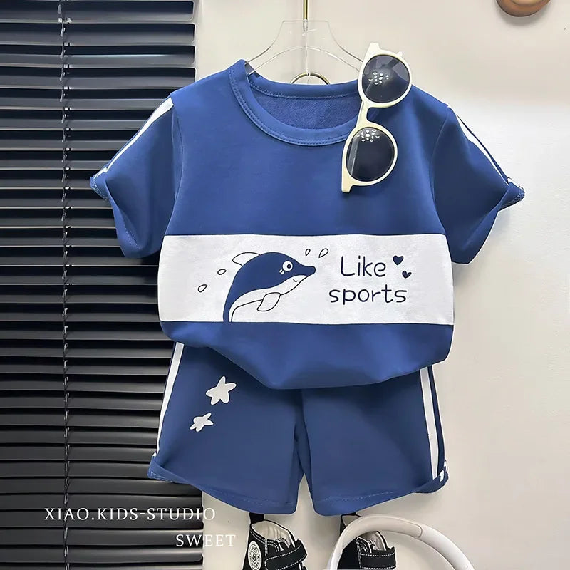 Kids Short Sleeve Suit Striped Girls & Boys