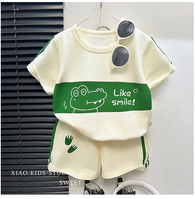 Kids Short Sleeve Suit Striped Girls & Boys