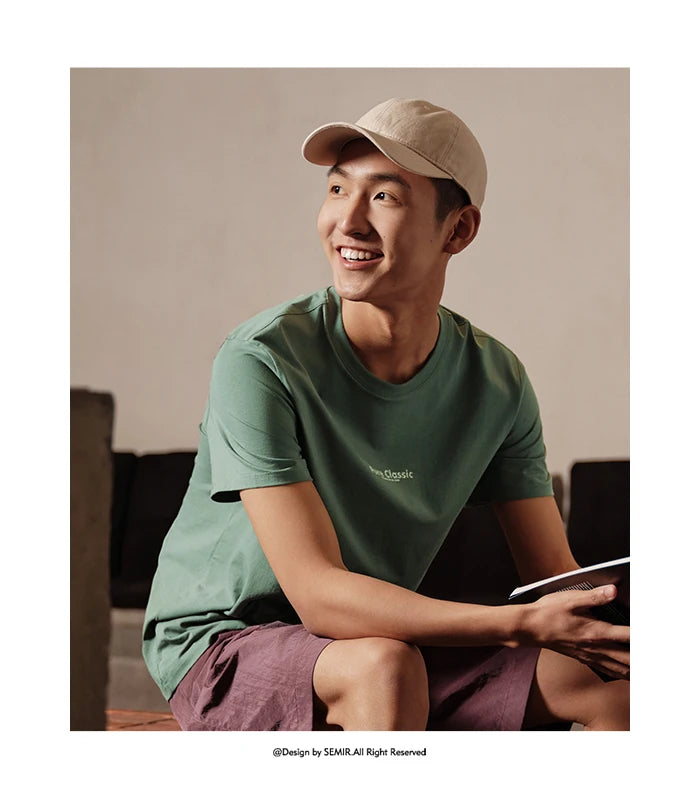 Semir Short Sleeve T-Shirt Men 2024 Summer New Trend Letters Printed Tops Versatile Casual T Shirt