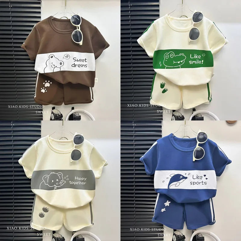 Kids Short Sleeve Suit Striped Girls & Boys