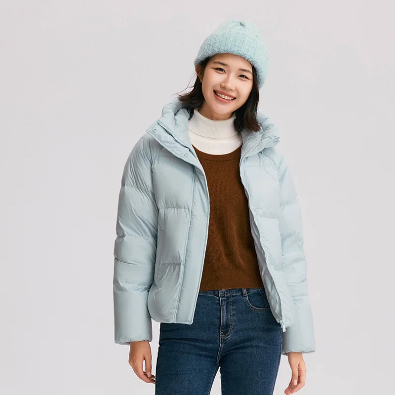Semir Down Jacket Women Solid Color Loose Versatile 2024 Winter New Three-Proof Hooded Puffer Coat Down Jacket