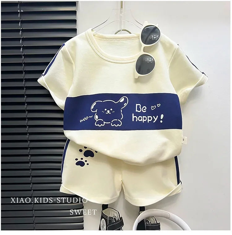 Kids Short Sleeve Suit Striped Girls & Boys
