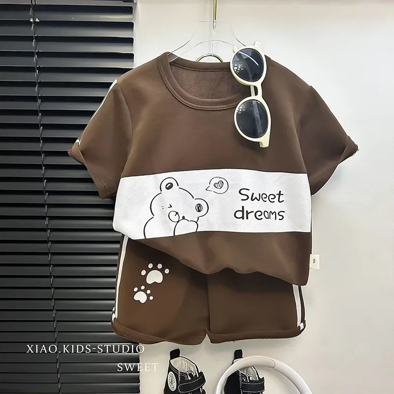 Kids Short Sleeve Suit Striped Girls & Boys