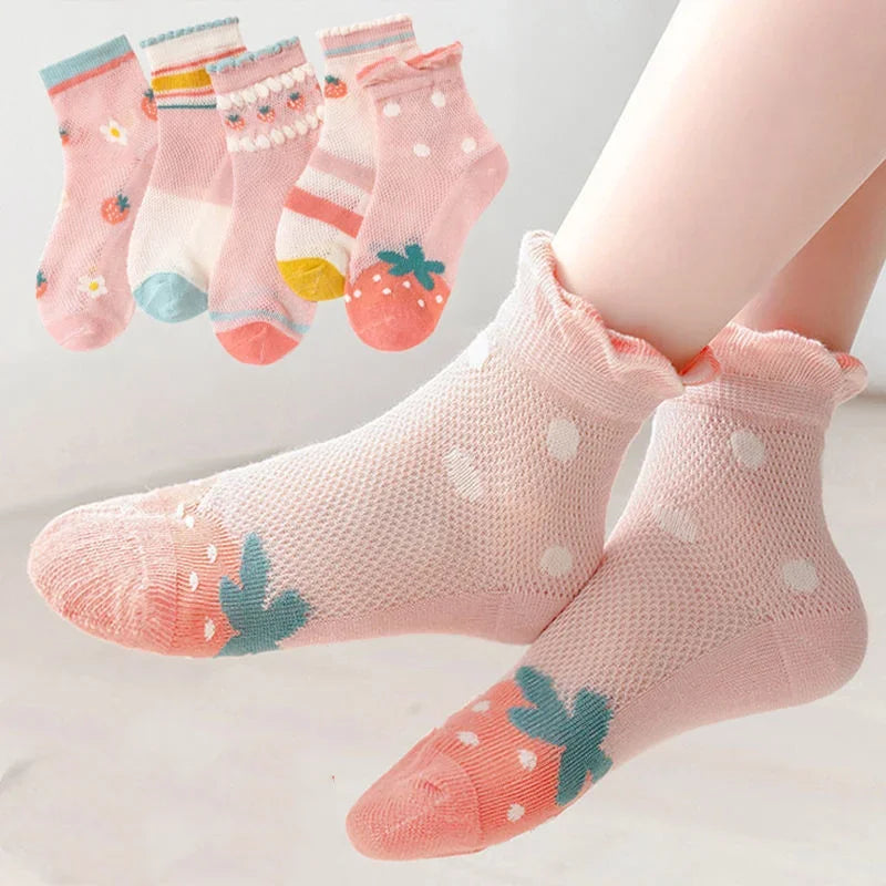 Kids Socks 5 Pairs/Lot Spring Summer Cotton Girls Socks