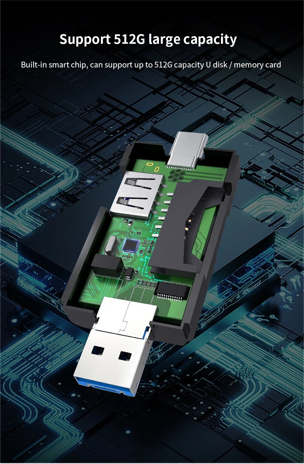 Micro USB Type C Adapter USB TF SD Card Reader USB-C Memory