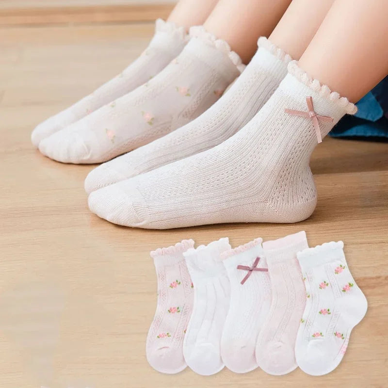 Kids Socks 5 Pairs/Lot Spring Summer Cotton Girls Socks