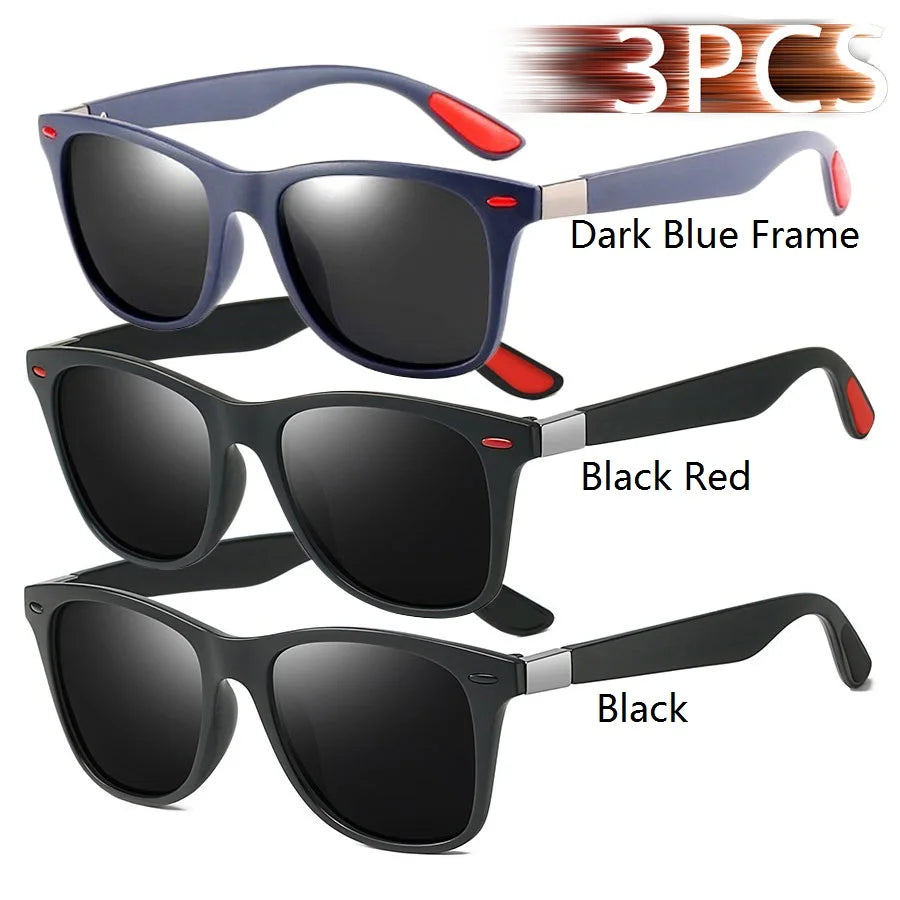 3 Pieces Fashion Unisex Vintage Square Sunglasses