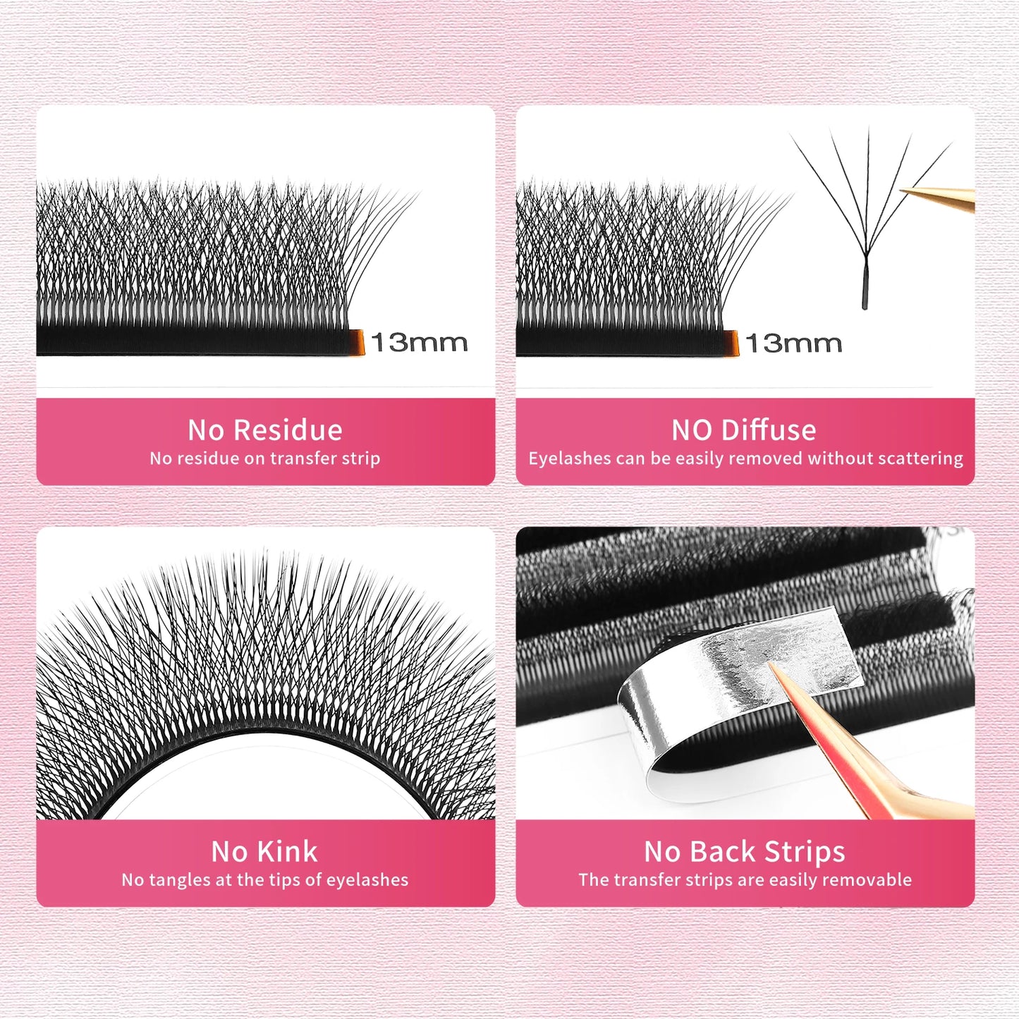 5D W Lashes Black Premade Fans