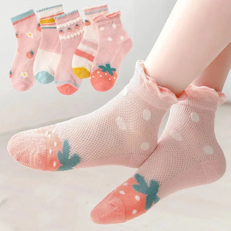 Kids Socks 5 Pairs/Lot Spring Summer Cotton Girls Socks