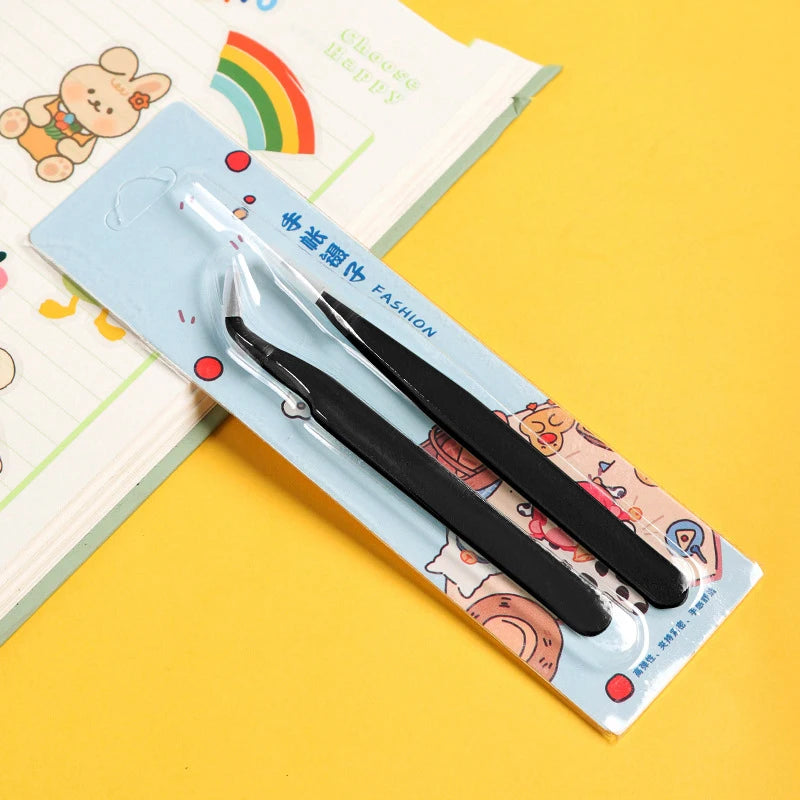 Stainless Steel Straight Curved Tweezers Colorful