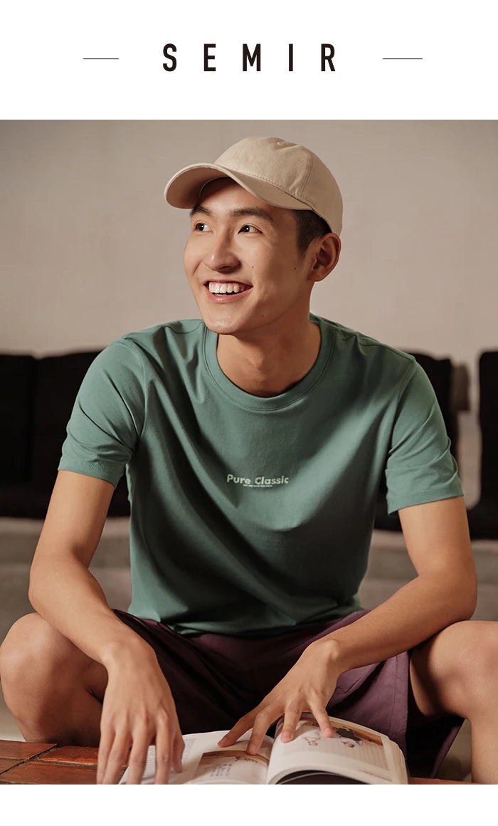Semir Short Sleeve T-Shirt Men 2024 Summer New Trend Letters Printed Tops Versatile Casual T Shirt