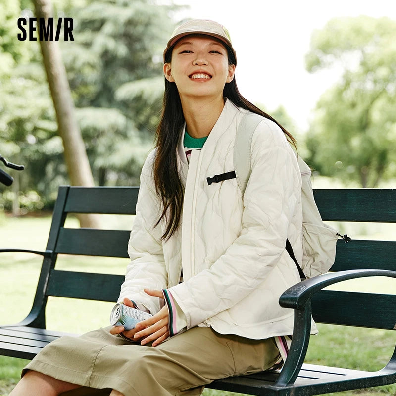 Semir Down Jacket Women Solid Color Three-Proof Loose Casual Style New Winter 2024 Lazy Baseball Collar Lightweight Coat