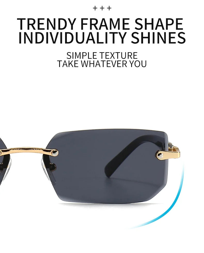 Sunglasses Rectangle Fashion Popular Women and Men Shades Small
