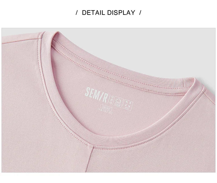 Semir Short Sleeve T-Shirt Women Cropped Design Split Hem 2025 New Summer Cotton Top Relaxed Fit for Casual and Chic Style